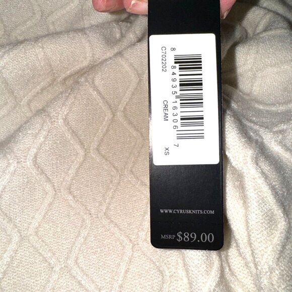 NWT Cyrus Soft Cream Cable Knit Turtleneck Sweater XS Classic Careerwear Money - Picture 6 of 12